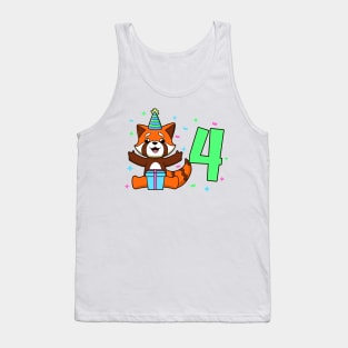 I am 4 with red panda - kids birthday 4 years old Tank Top